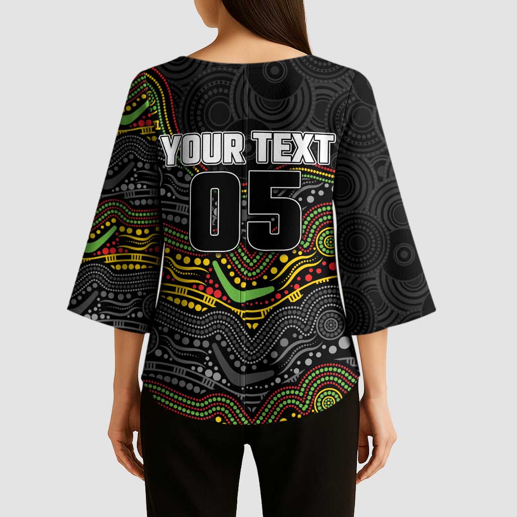 Custom Panthers Kimono Sleeve Blouse Warrior Mascot With Aboriginal Indigenous
