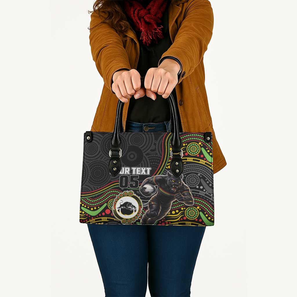 Custom Panthers Leather Bag Warrior Mascot With Aboriginal Indigenous