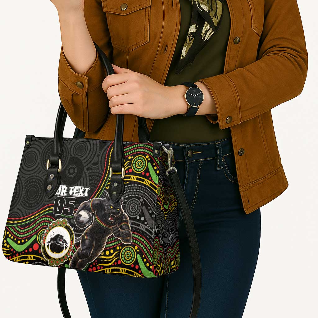 Custom Panthers Leather Bag Warrior Mascot With Aboriginal Indigenous