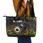 Custom Panthers Leather Tote Bag Warrior Mascot With Aboriginal Indigenous
