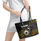 Custom Panthers Leather Tote Bag Warrior Mascot With Aboriginal Indigenous