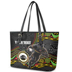 Custom Panthers Leather Tote Bag Warrior Mascot With Aboriginal Indigenous