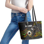 Custom Panthers Leather Tote Bag Warrior Mascot With Aboriginal Indigenous