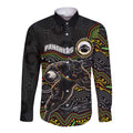 Custom Panthers Long Sleeve Button Shirt Warrior Mascot With Aboriginal Indigenous