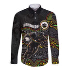 Custom Panthers Long Sleeve Button Shirt Warrior Mascot With Aboriginal Indigenous