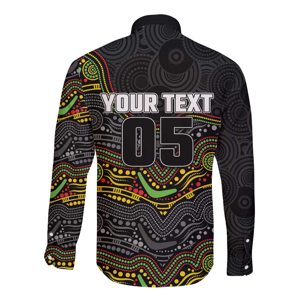 Custom Panthers Long Sleeve Button Shirt Warrior Mascot With Aboriginal Indigenous