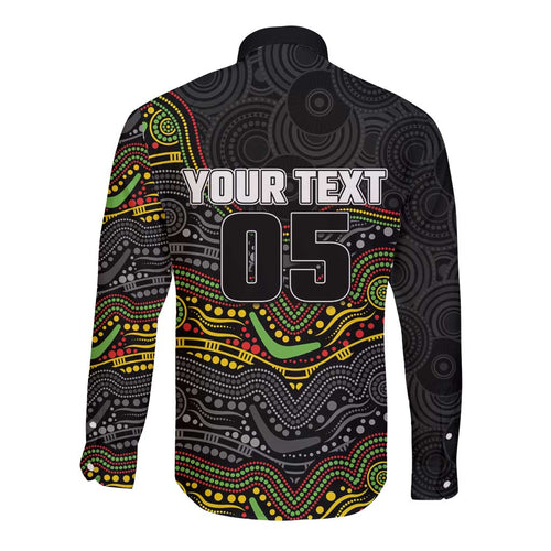 Custom Panthers Long Sleeve Button Shirt Warrior Mascot With Aboriginal Indigenous