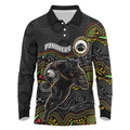 Custom Panthers Long Sleeve Polo Shirt Warrior Mascot With Aboriginal Indigenous