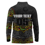 Custom Panthers Long Sleeve Polo Shirt Warrior Mascot With Aboriginal Indigenous