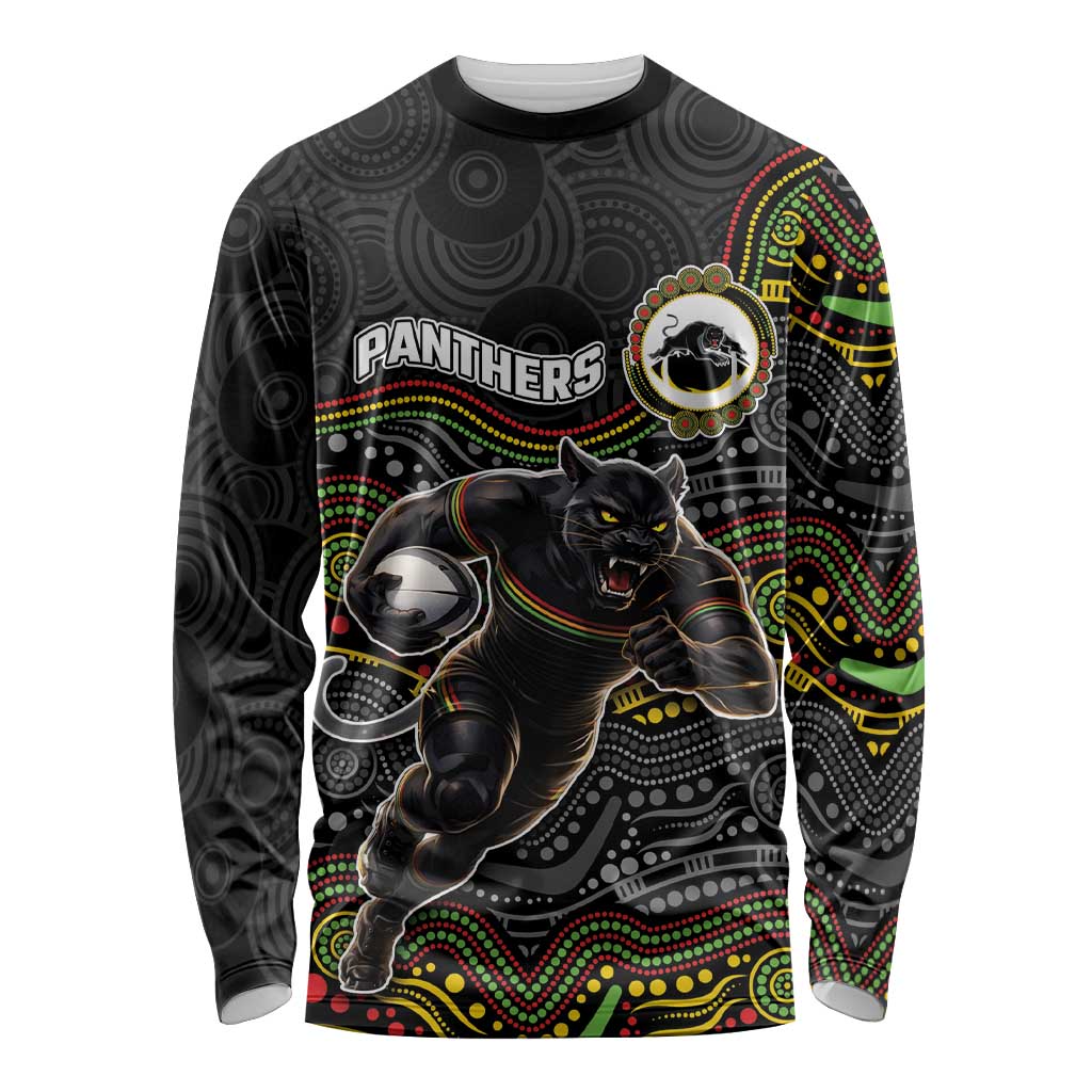 Custom Panthers Long Sleeve Shirt Warrior Mascot With Aboriginal Indigenous