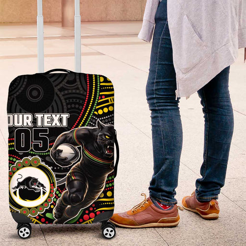 Custom Panthers Luggage Cover Warrior Mascot With Aboriginal Indigenous