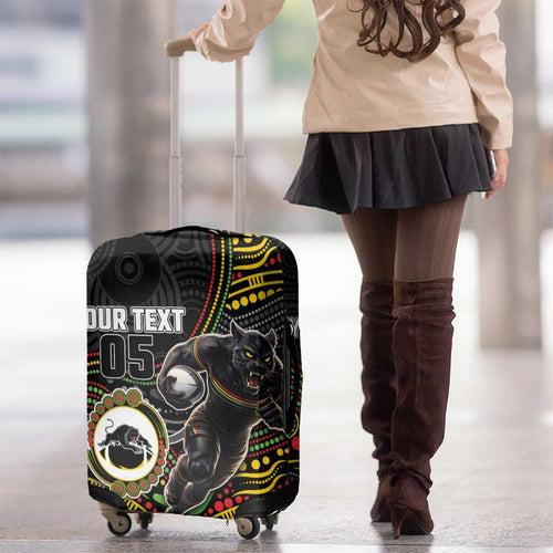 Custom Panthers Luggage Cover Warrior Mascot With Aboriginal Indigenous
