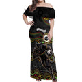 Custom Panthers Off Shoulder Maxi Dress Warrior Mascot With Aboriginal Indigenous