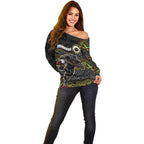 Custom Panthers Off Shoulder Sweater Warrior Mascot With Aboriginal Indigenous