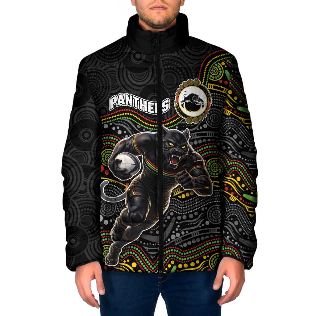 Custom Panthers Padded Jacket Warrior Mascot With Aboriginal Indigenous