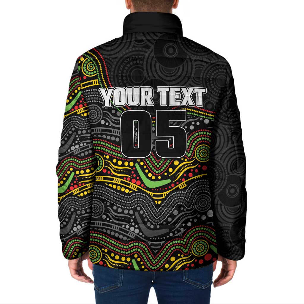Custom Panthers Padded Jacket Warrior Mascot With Aboriginal Indigenous