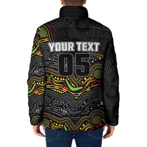 Custom Panthers Padded Jacket Warrior Mascot With Aboriginal Indigenous
