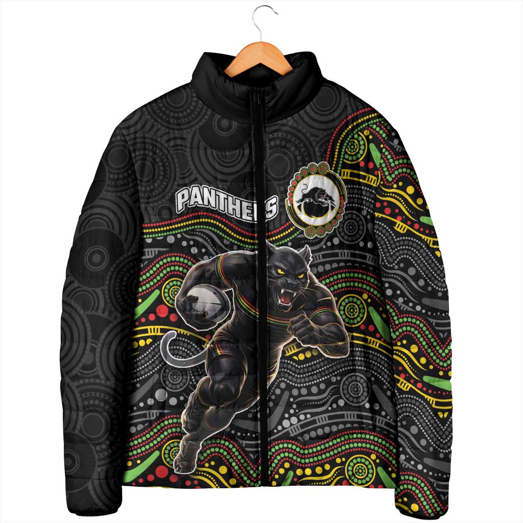 Custom Panthers Padded Jacket Warrior Mascot With Aboriginal Indigenous