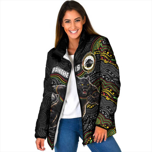 Custom Panthers Padded Jacket Warrior Mascot With Aboriginal Indigenous