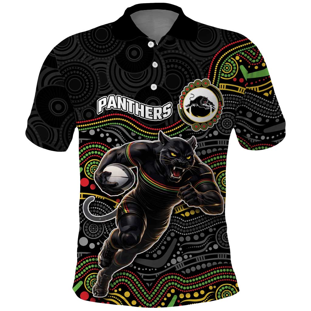 Custom Panthers Polo Shirt Warrior Mascot With Aboriginal Indigenous