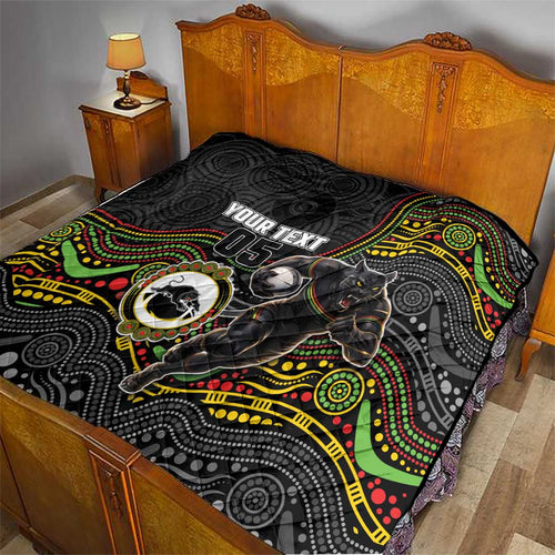 Custom Panthers Quilt Warrior Mascot With Aboriginal Indigenous