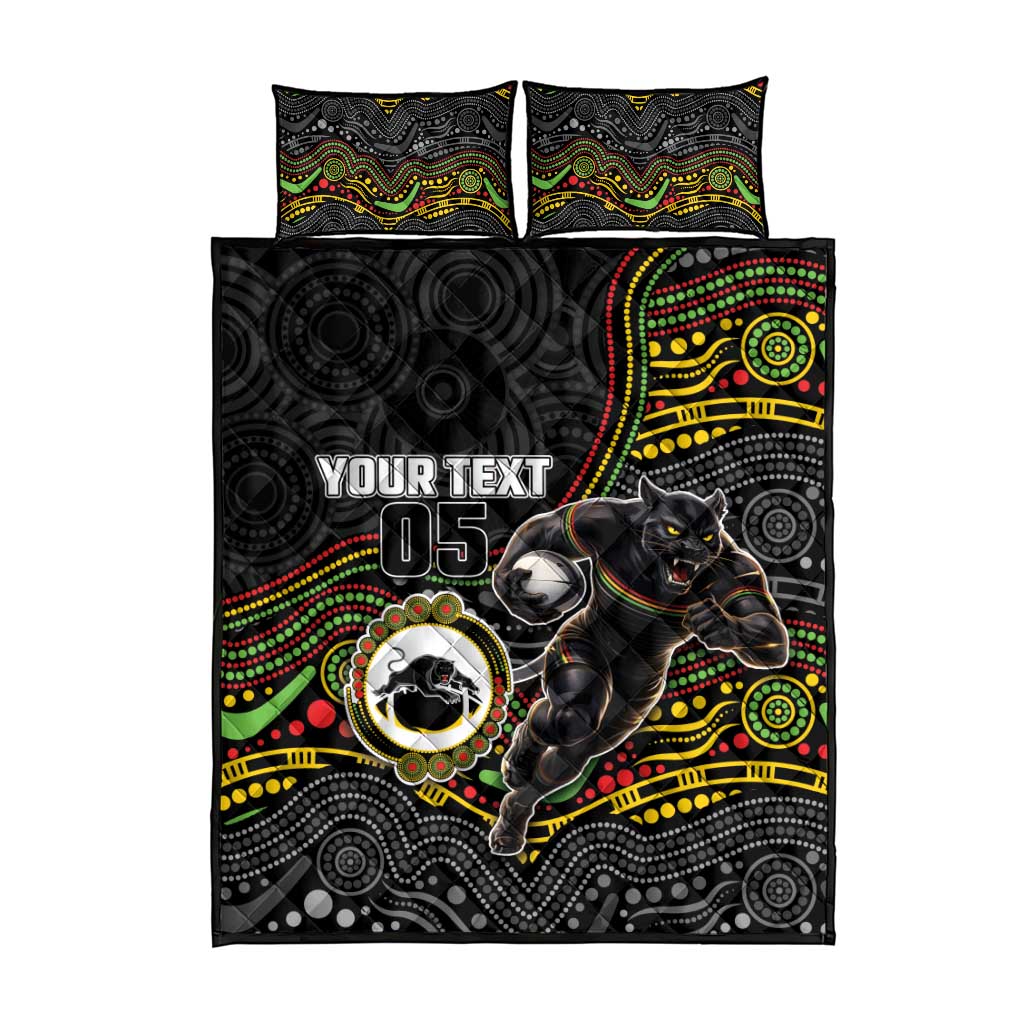 Custom Panthers Quilt Bed Set Warrior Mascot With Aboriginal Indigenous