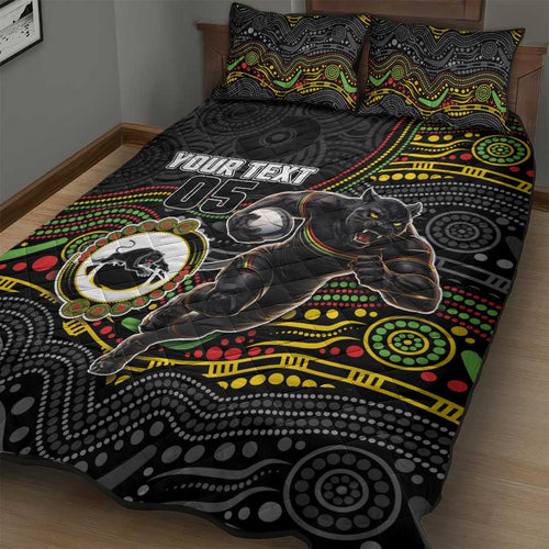 Custom Panthers Quilt Bed Set Warrior Mascot With Aboriginal Indigenous