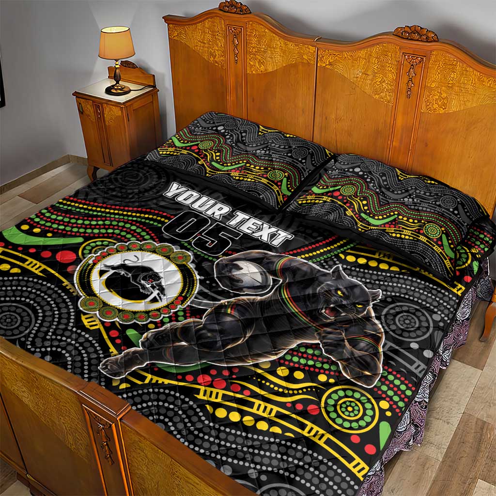 Custom Panthers Quilt Bed Set Warrior Mascot With Aboriginal Indigenous