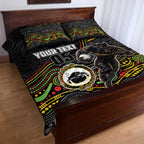 Custom Panthers Quilt Bed Set Warrior Mascot With Aboriginal Indigenous