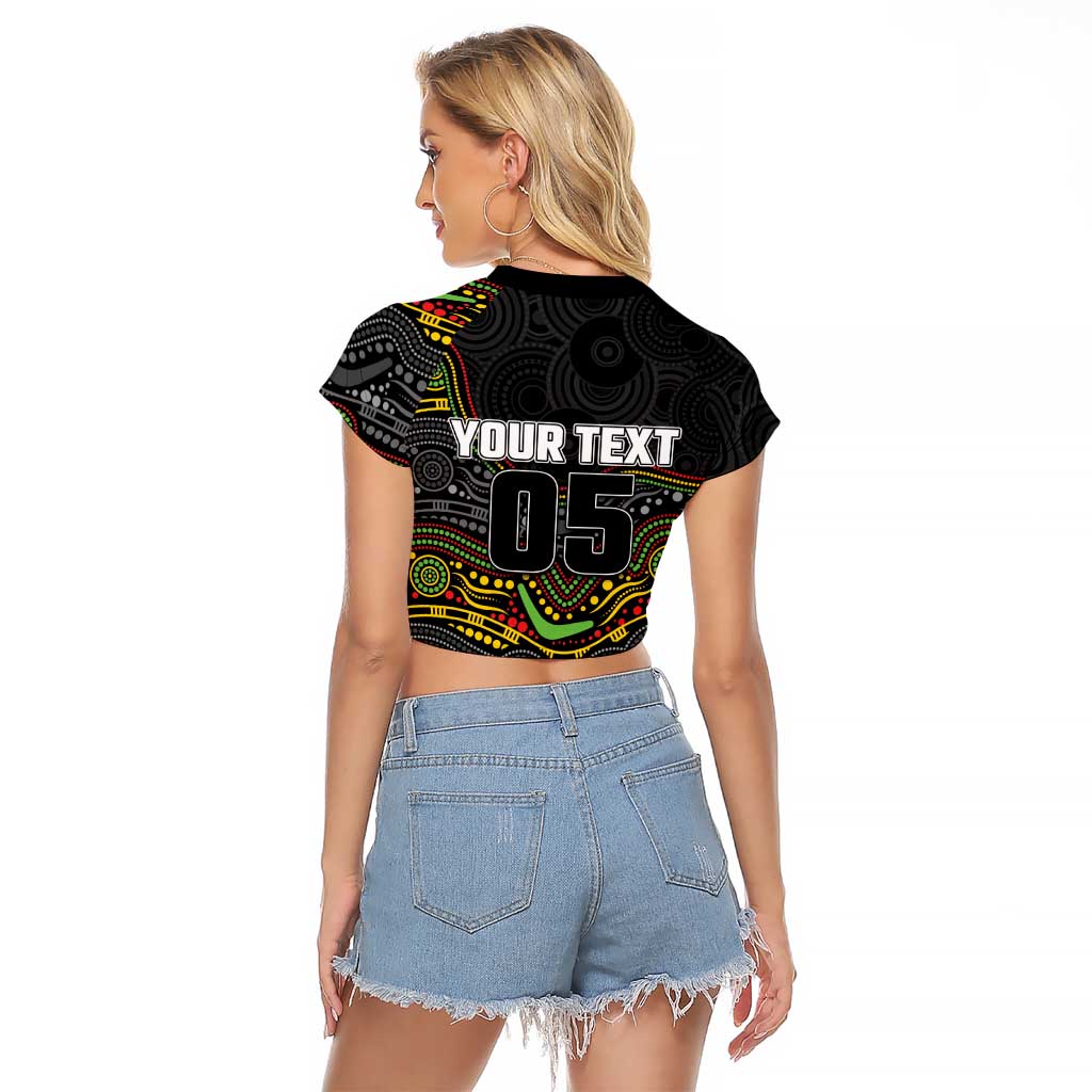 Custom Panthers Raglan Cropped T Shirt Warrior Mascot With Aboriginal Indigenous