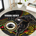 Custom Panthers Round Carpet Warrior Mascot With Aboriginal Indigenous