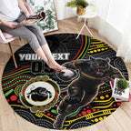 Custom Panthers Round Carpet Warrior Mascot With Aboriginal Indigenous