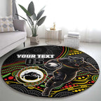 Custom Panthers Round Carpet Warrior Mascot With Aboriginal Indigenous