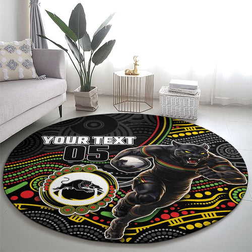 Custom Panthers Round Carpet Warrior Mascot With Aboriginal Indigenous