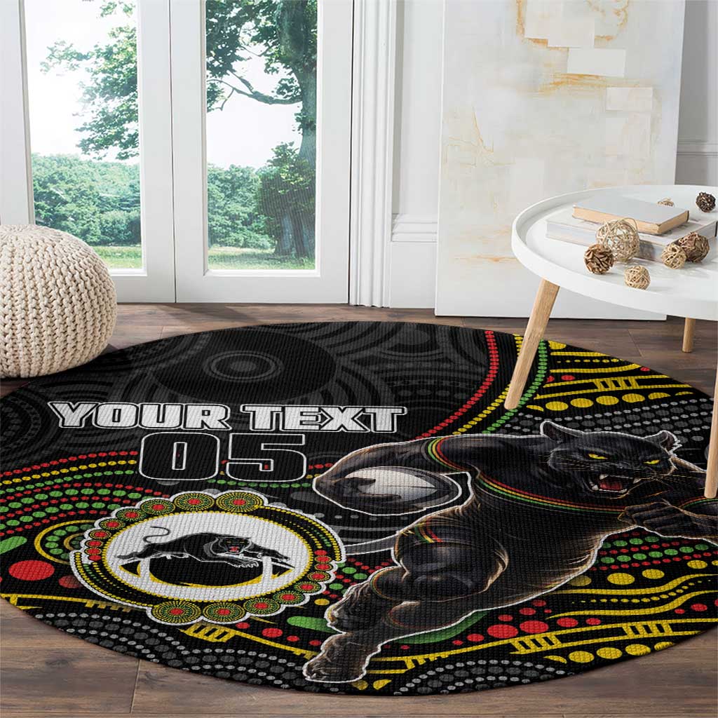 Custom Panthers Round Carpet Warrior Mascot With Aboriginal Indigenous