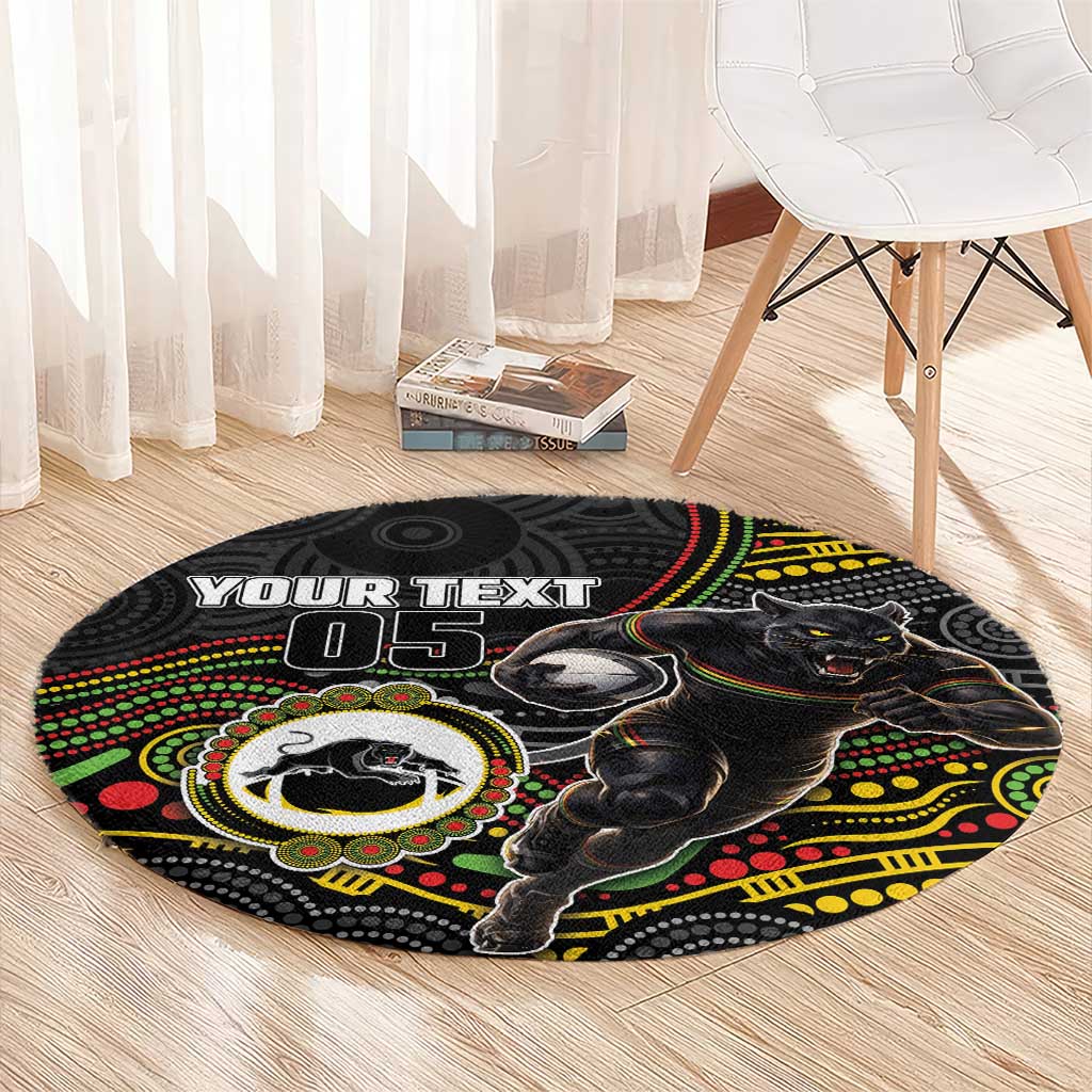 Custom Panthers Round Carpet Warrior Mascot With Aboriginal Indigenous