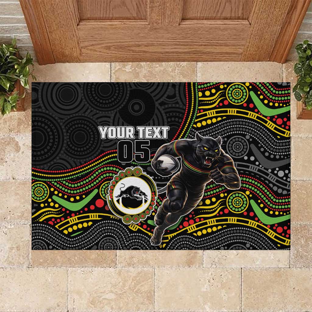 Custom Panthers Rubber Doormat Warrior Mascot With Aboriginal Indigenous