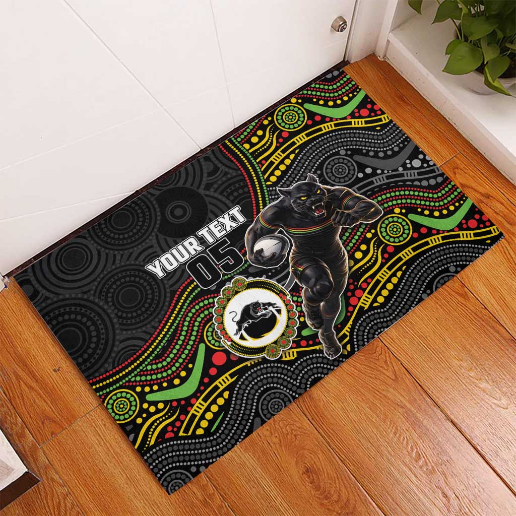 Custom Panthers Rubber Doormat Warrior Mascot With Aboriginal Indigenous