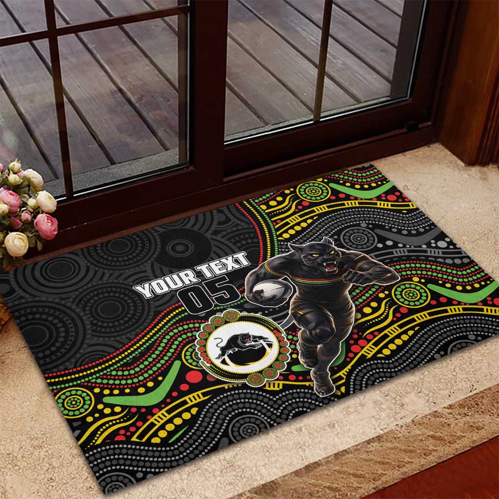 Custom Panthers Rubber Doormat Warrior Mascot With Aboriginal Indigenous