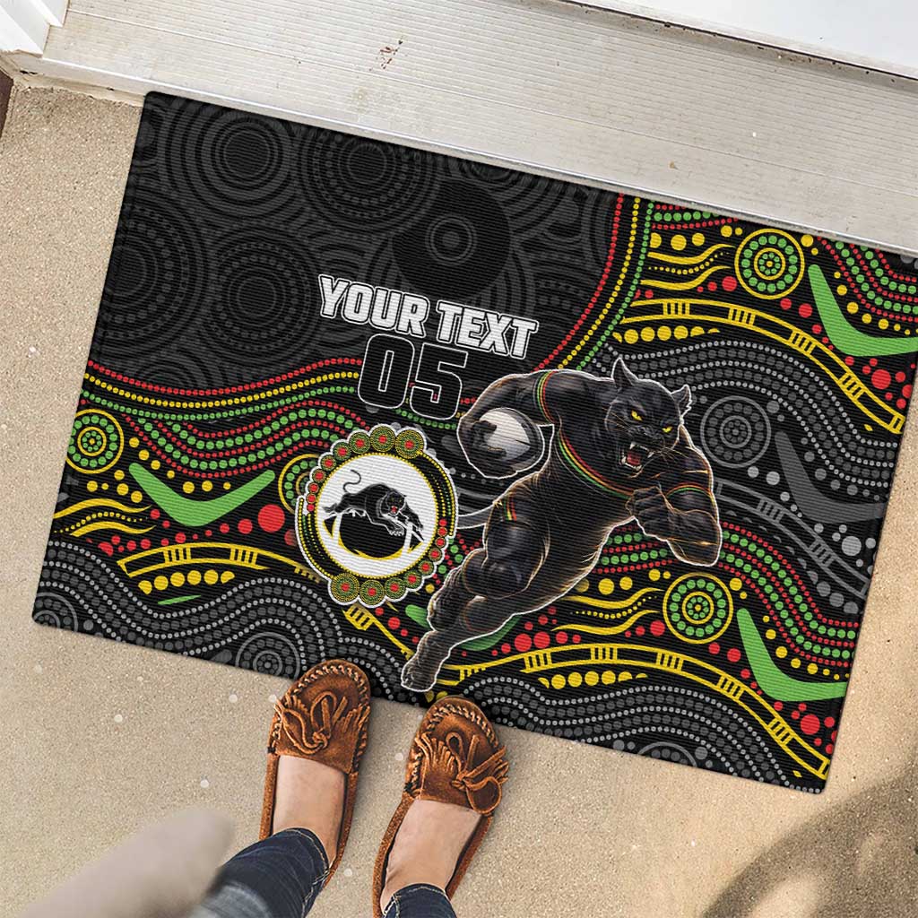 Custom Panthers Rubber Doormat Warrior Mascot With Aboriginal Indigenous