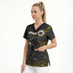Custom Panthers Scrub Top Warrior Mascot With Aboriginal Indigenous