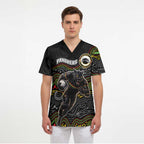 Custom Panthers Scrub Top Warrior Mascot With Aboriginal Indigenous
