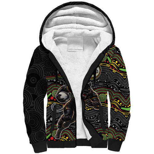 Custom Panthers Sherpa Hoodie Warrior Mascot With Aboriginal Indigenous