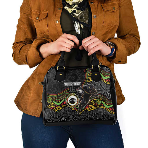 Custom Panthers Shoulder Handbag Warrior Mascot With Aboriginal Indigenous