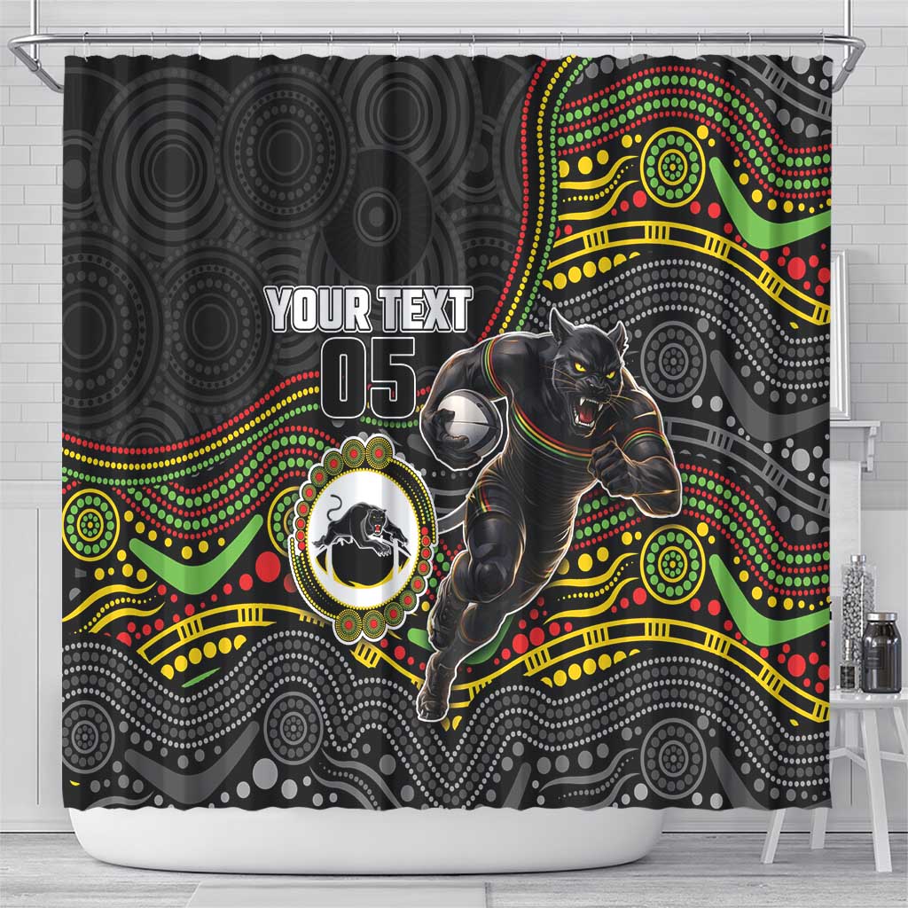 Custom Panthers Shower Curtain Warrior Mascot With Aboriginal Indigenous