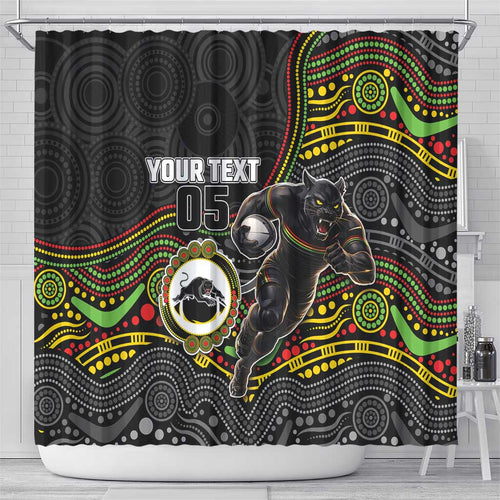 Custom Panthers Shower Curtain Warrior Mascot With Aboriginal Indigenous