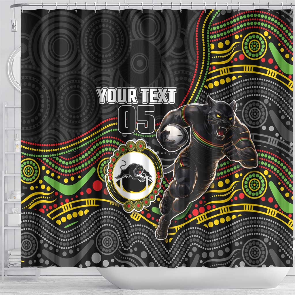 Custom Panthers Shower Curtain Warrior Mascot With Aboriginal Indigenous