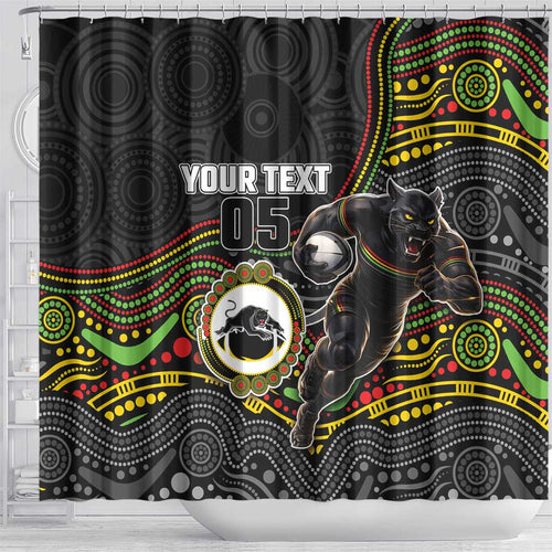 Custom Panthers Shower Curtain Warrior Mascot With Aboriginal Indigenous