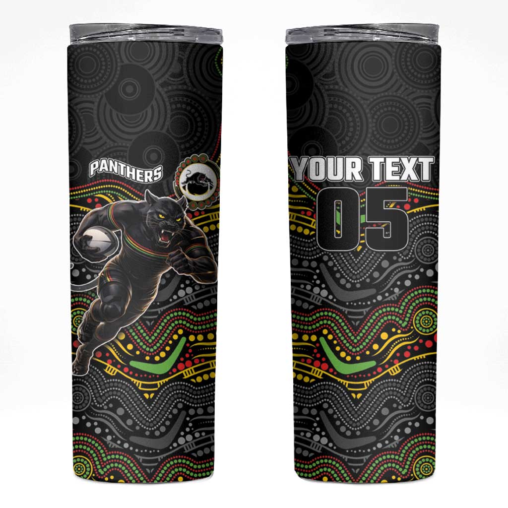 Custom Panthers Skinny Tumbler Warrior Mascot With Aboriginal Indigenous