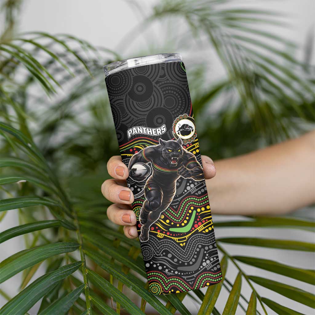 Custom Panthers Skinny Tumbler Warrior Mascot With Aboriginal Indigenous
